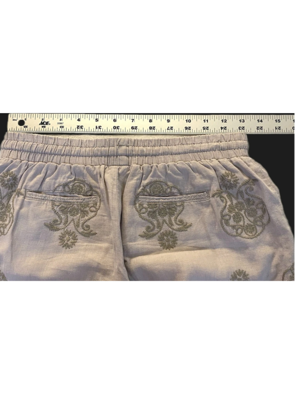 Anthropologie Mermaid Womens Linen Blend Printed Embroidered Pull-On Shorts XS - Picture 8 of 8